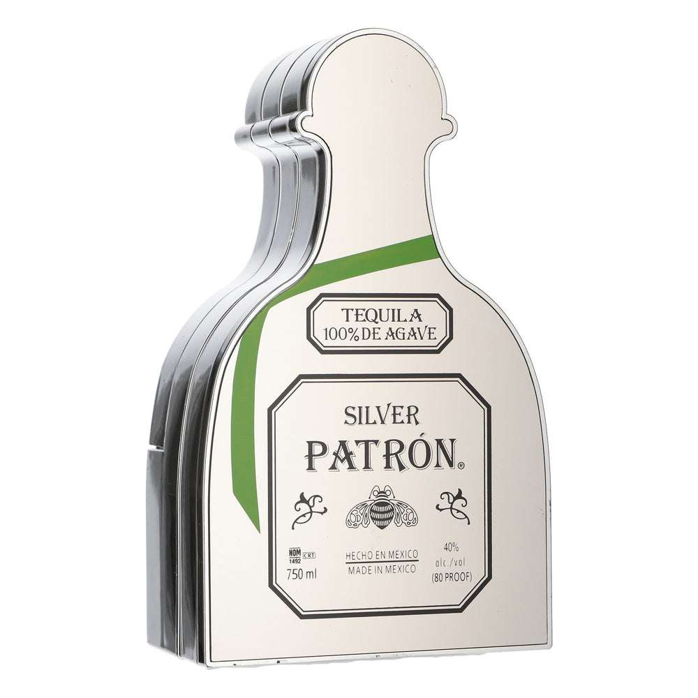 Plateau de service Patron Tequila en forme de bouteille, 3 plateaux coulissants, argenté