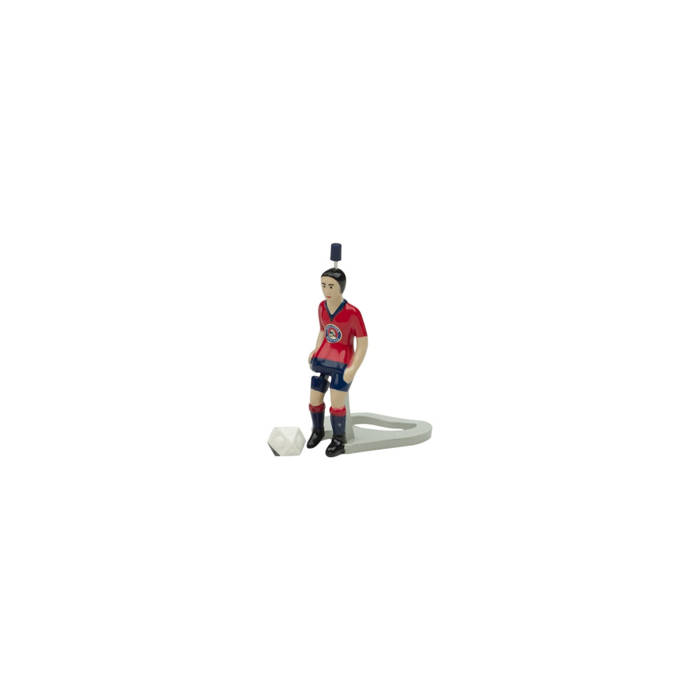 Décapsuleur Paulaner en forme de figurine de football avec ballon rouge et maillot de joueur