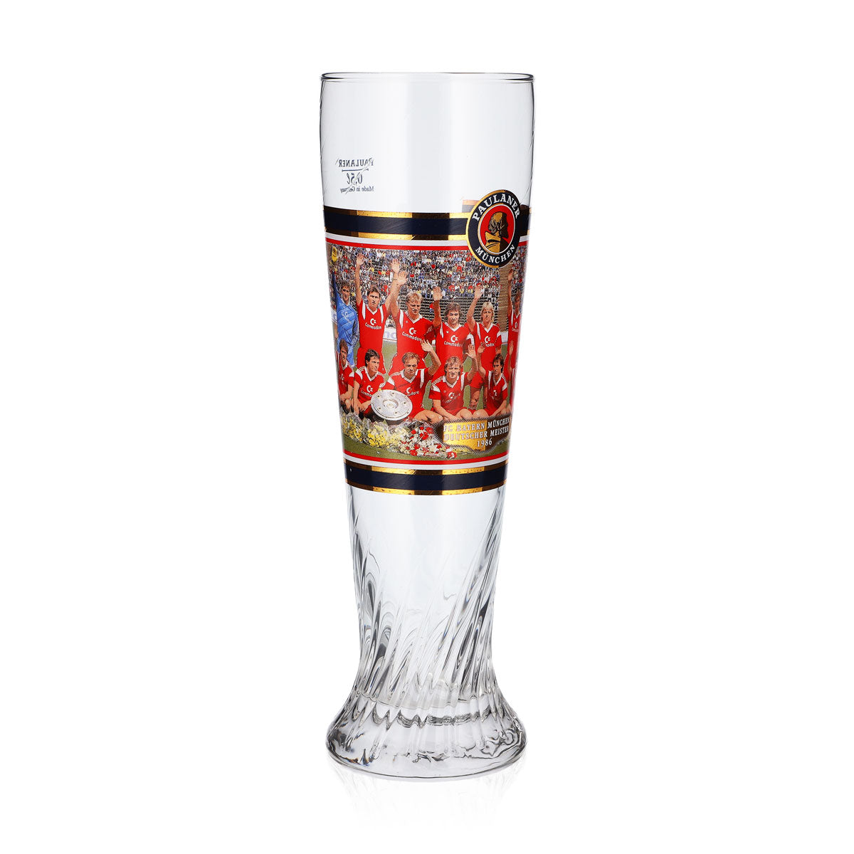 Verre à bière Paulaner, coupe de 0,5 l, FC Bayern Munich, champion d'Allemagne 1986, relief – Vue 2