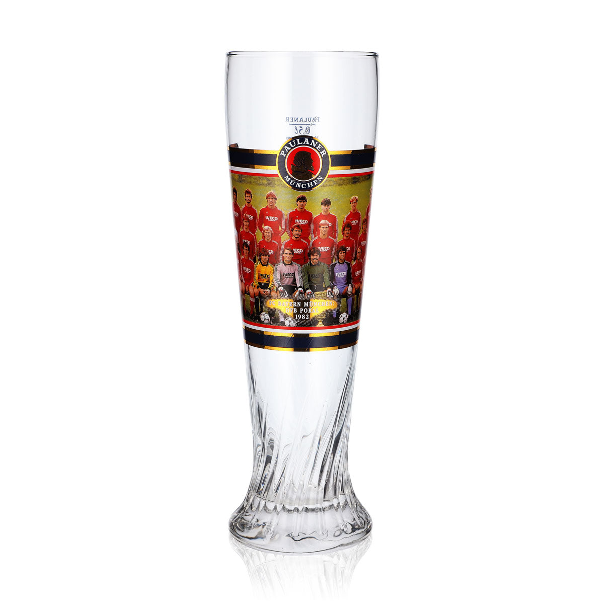 Verre à bière Paulaner, coupe de 0,5 l, FC Bayern Munich, champion d'Allemagne 1982, relief