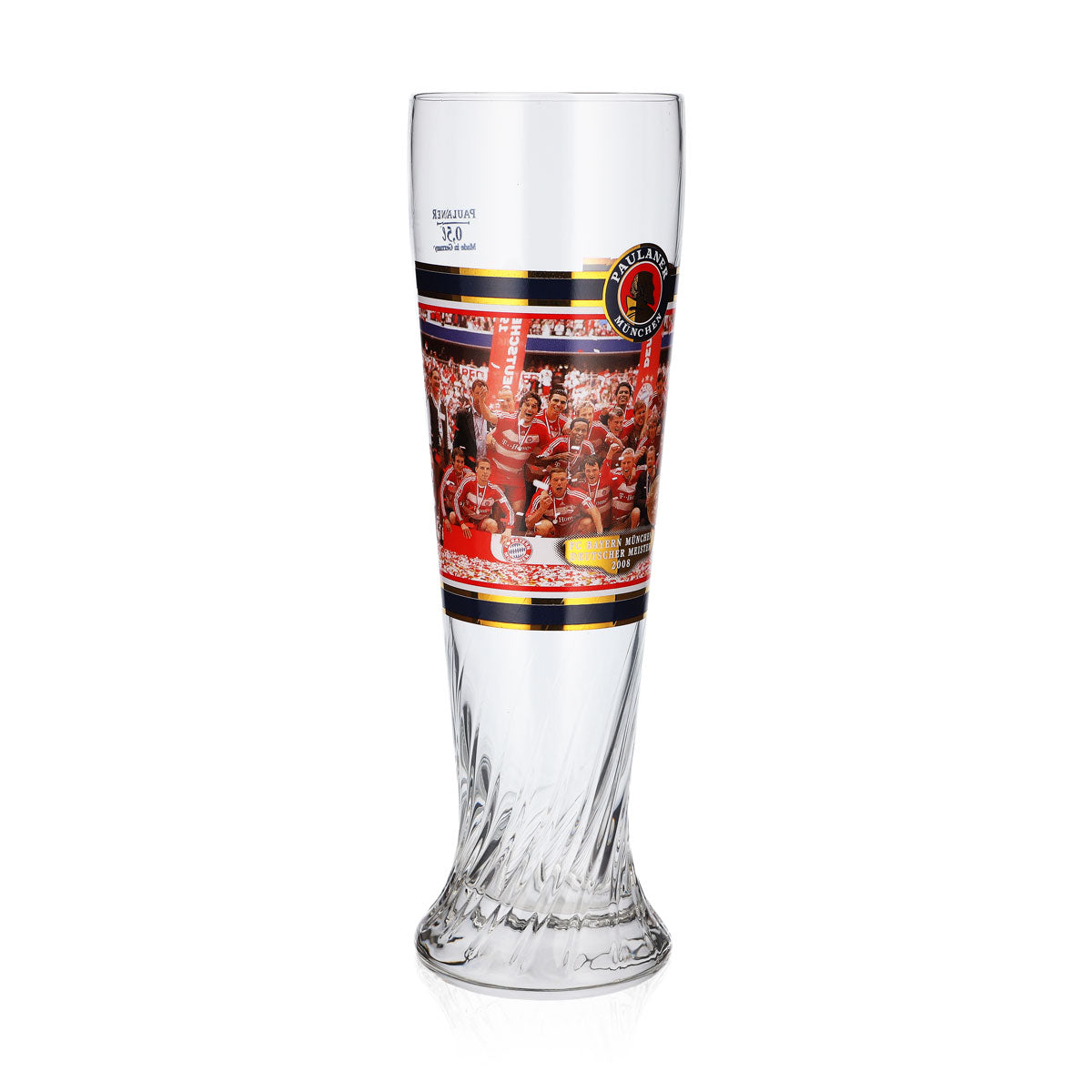 Verre à bière Paulaner, coupe de 0,5 l, FC Bayern Munich, champion d'Allemagne 2008, relief – Vue 2