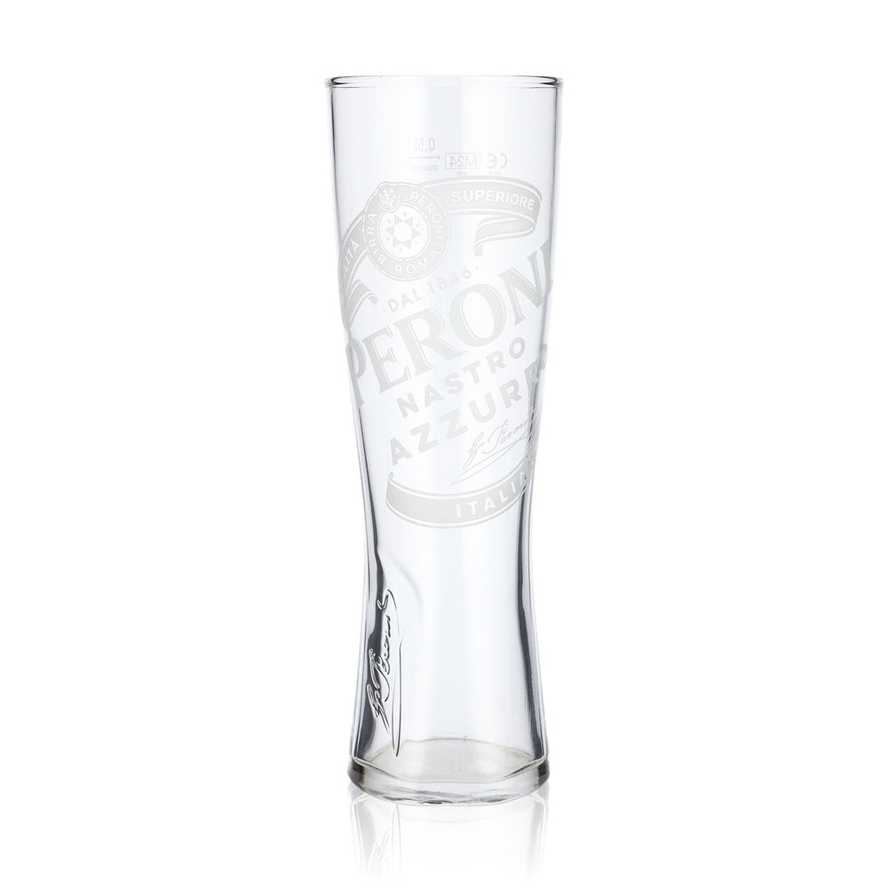 Verre à bière Peroni 0,5 l Verre à pied « Nastro Azzuro » Signature en relief au fond