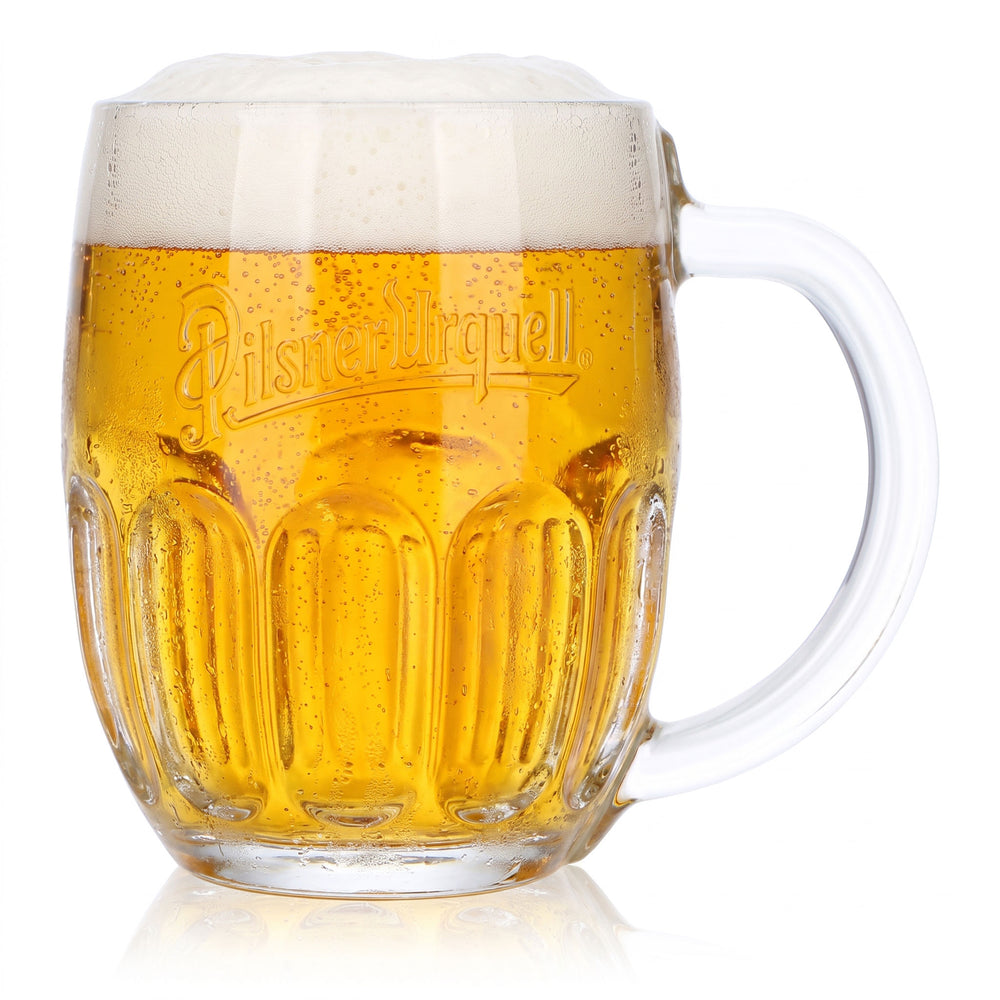 Verre à bière Pilsner Urquell 0,5 l, chope en relief Sahm Seidel, verres à anse Pils Export