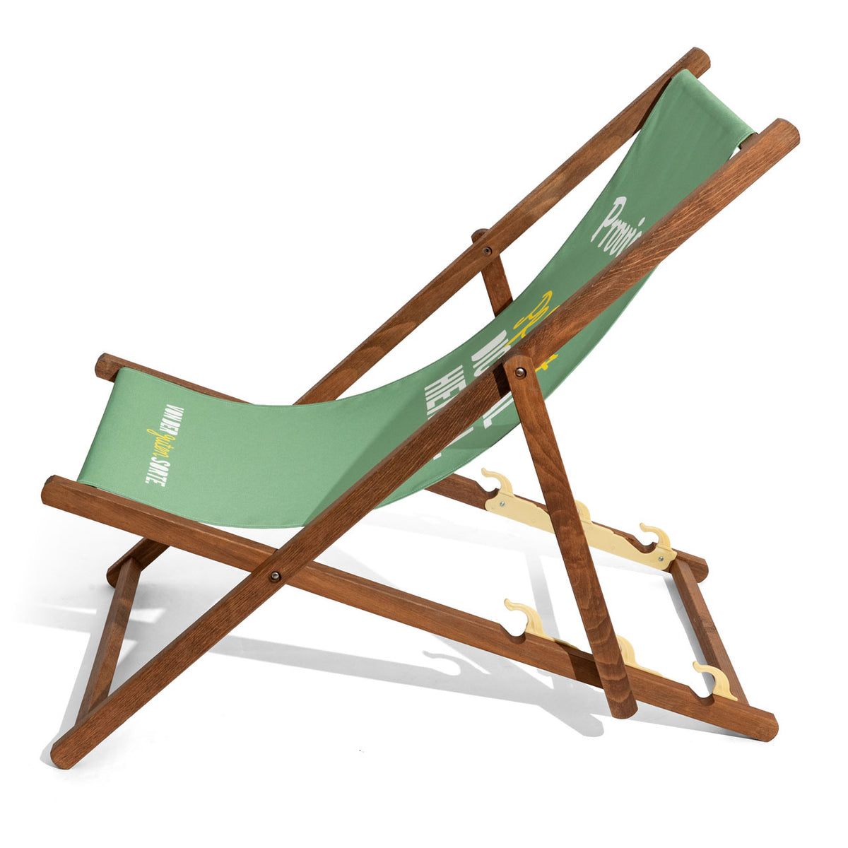 Provisions Boisson non alcoolisée Chaise longue Chaise de plage Transat Chaise de plage Bois de hêtre Vert – Vue 3