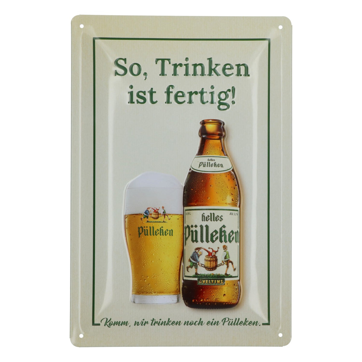 Panneau en métal « Pülleken Bier » – Décoration murale « C'est prêt à boire »