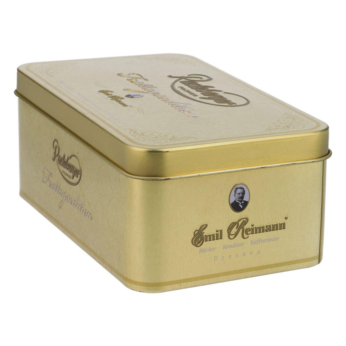 Boîte métallique « Radeberger Bier » dorée, 14,5 x 9 x 6 cm, édition spéciale fêtes, pour collectionneurs – Vue 2