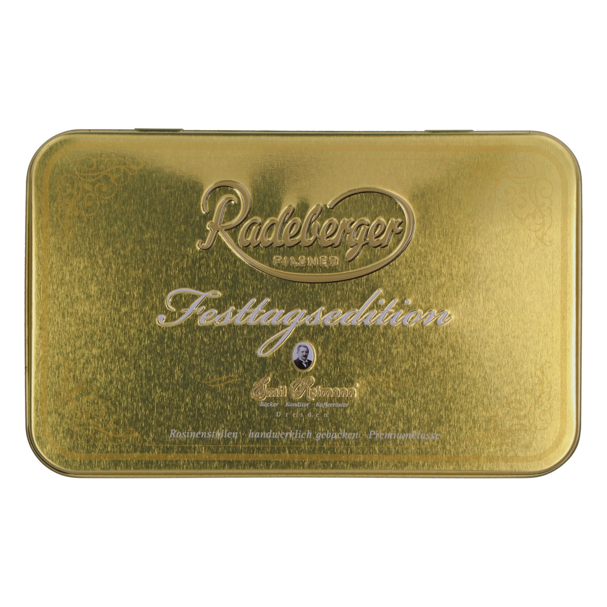 Boîte métallique « Radeberger Bier » dorée, 14,5 x 9 x 6 cm, édition spéciale fêtes, pour collectionneurs – Vue 5