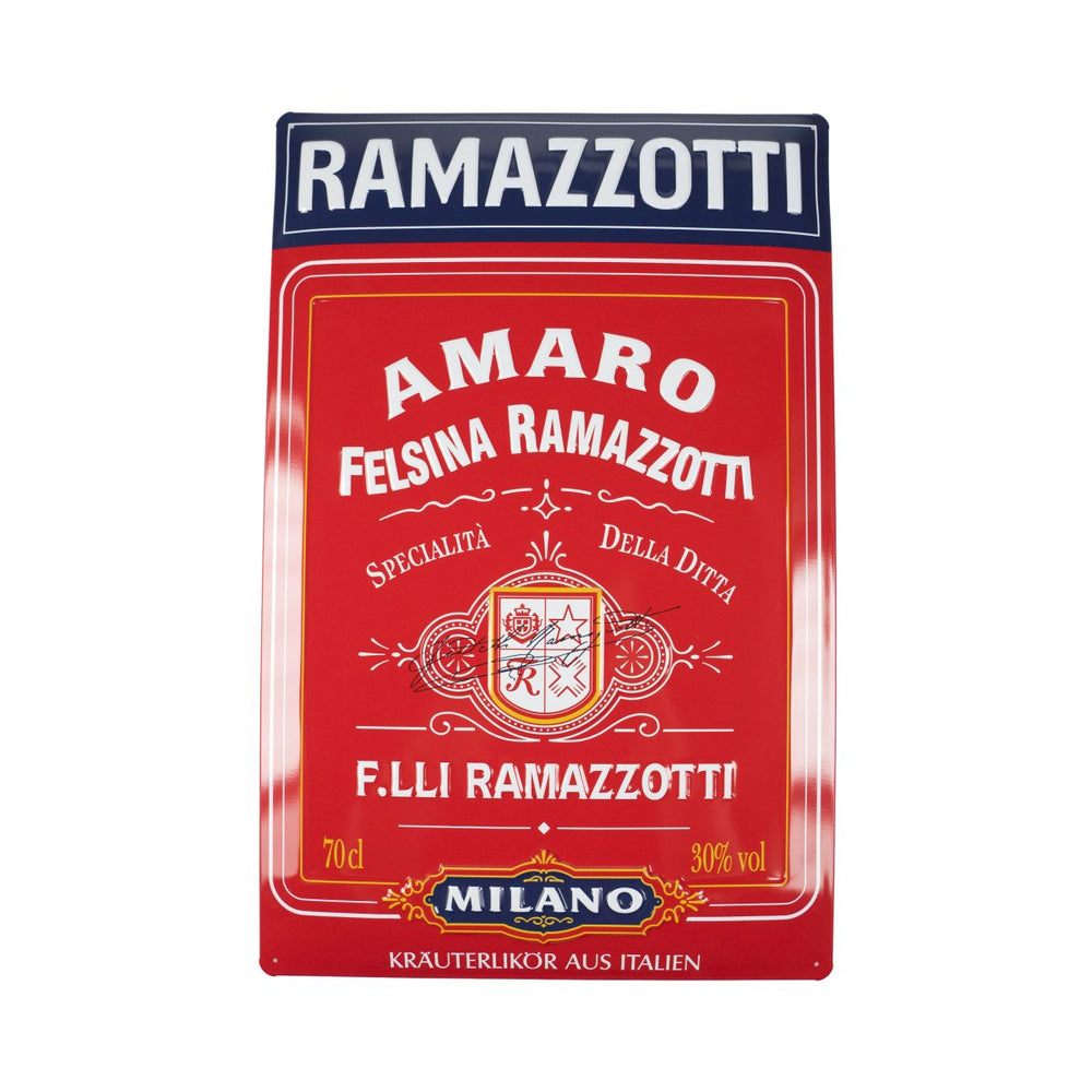 Ramazzotti Plaque métallique Plaque murale 50 x 33 cm Décoration Milan Italie Gastronomie Salon