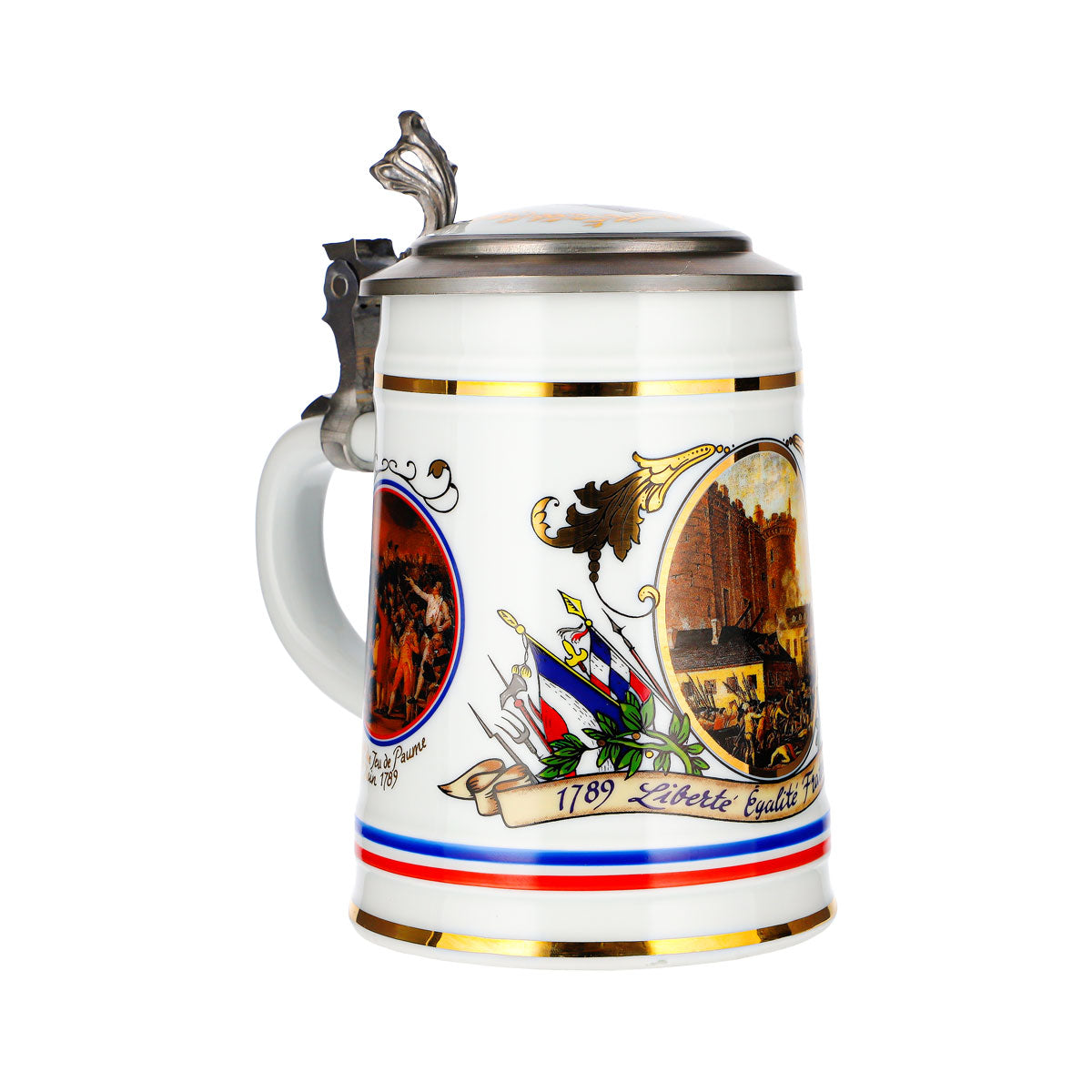 Chope Rastal « Révolution française » : couvercle en étain, verre, céramique