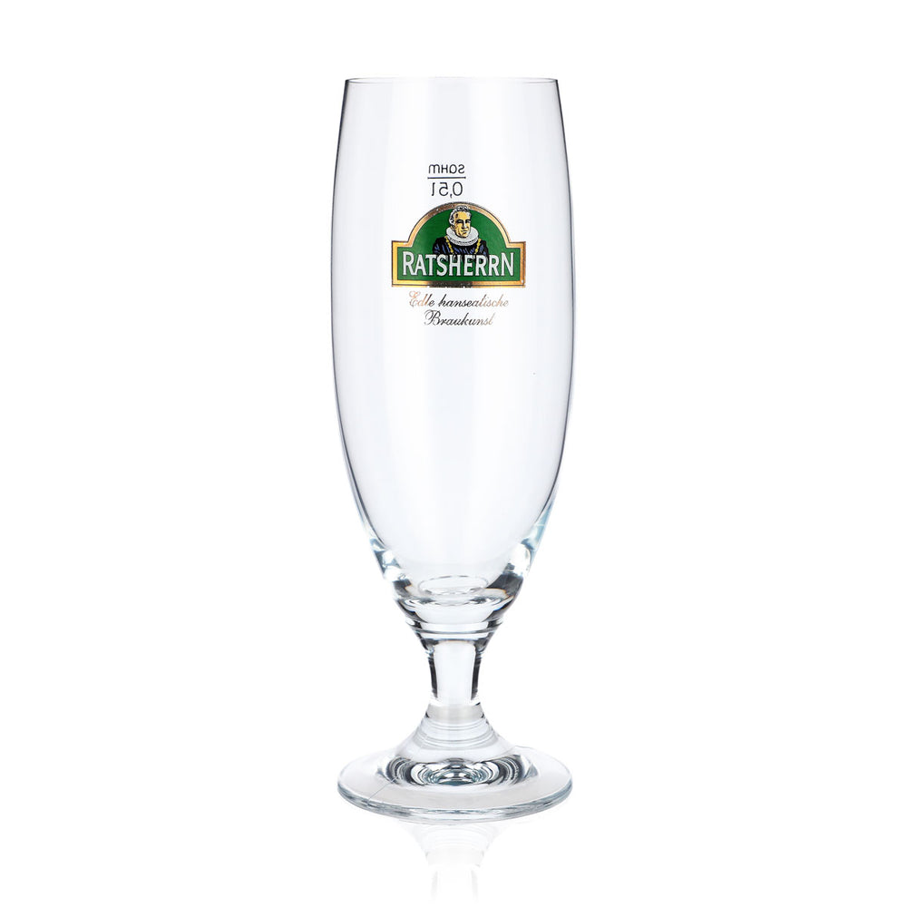 Verre à bière « Ratsherrn » 0,5 l, verre en forme de coupe, logo vert, verre à bière Sahm, verre à pils, verre à pinte