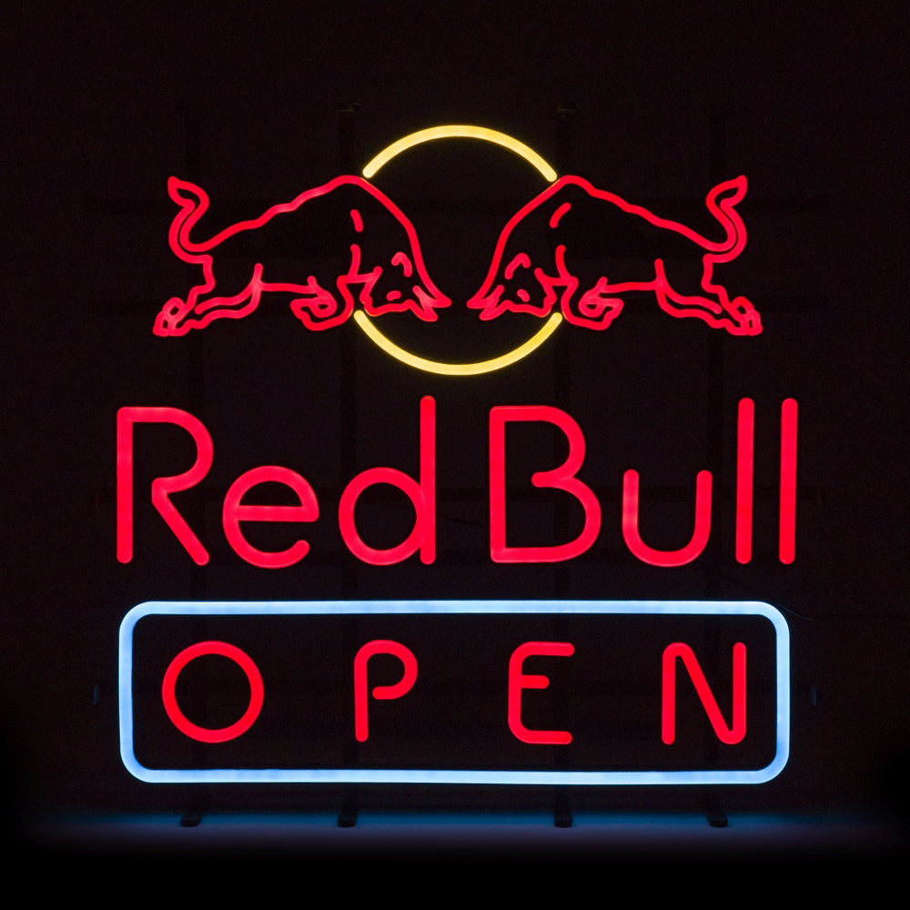 Enseigne lumineuse Red Bull Energy OPEN 56 x 56 cm Néon LED Panneau mural Bar