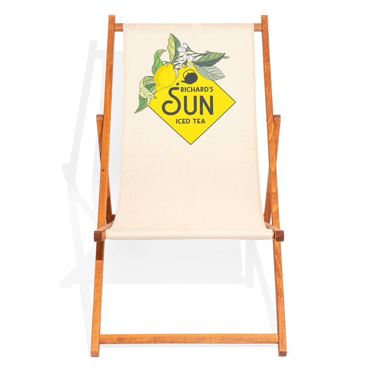 Chaise longue Richards Sun Thé glacé Transat de plage beige jaune pliable en bois – Vue 2