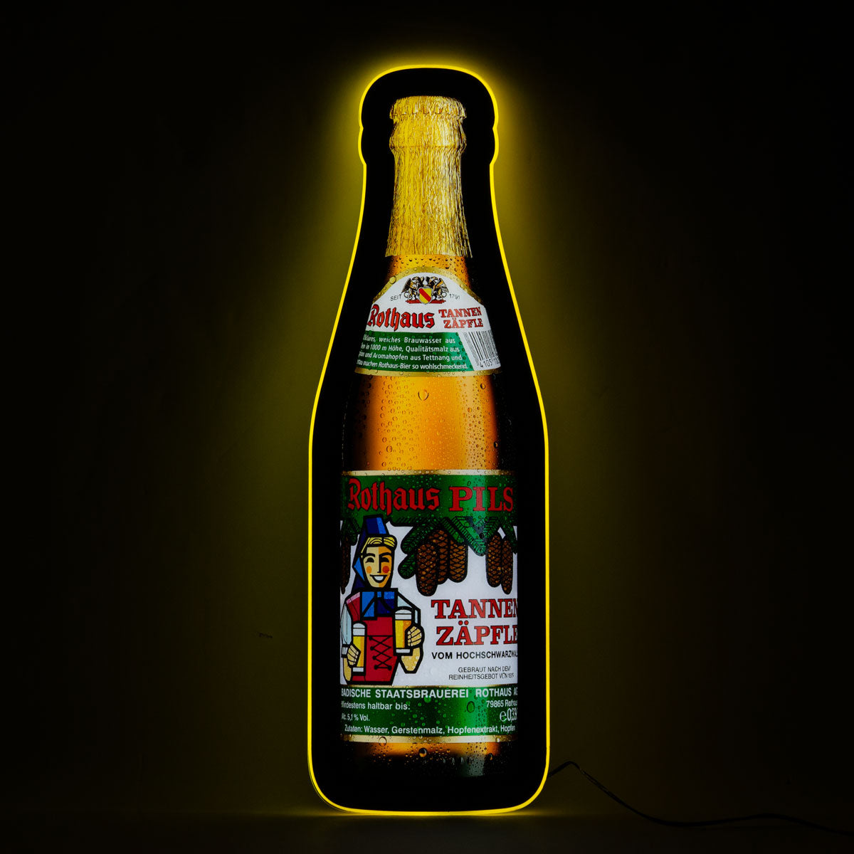 Enseigne lumineuse Rothaus Panneau mural LED lumineux Bouteille Tannenzäpfle Produit dérivé – Vue 5