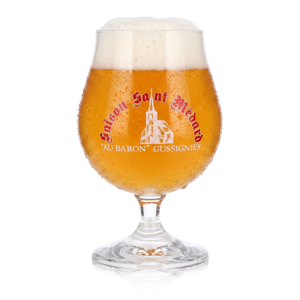 Verre à bière de saison Saint Médard 0,49 l, forme tulipe « Au Baron », Gussignies, Durobor