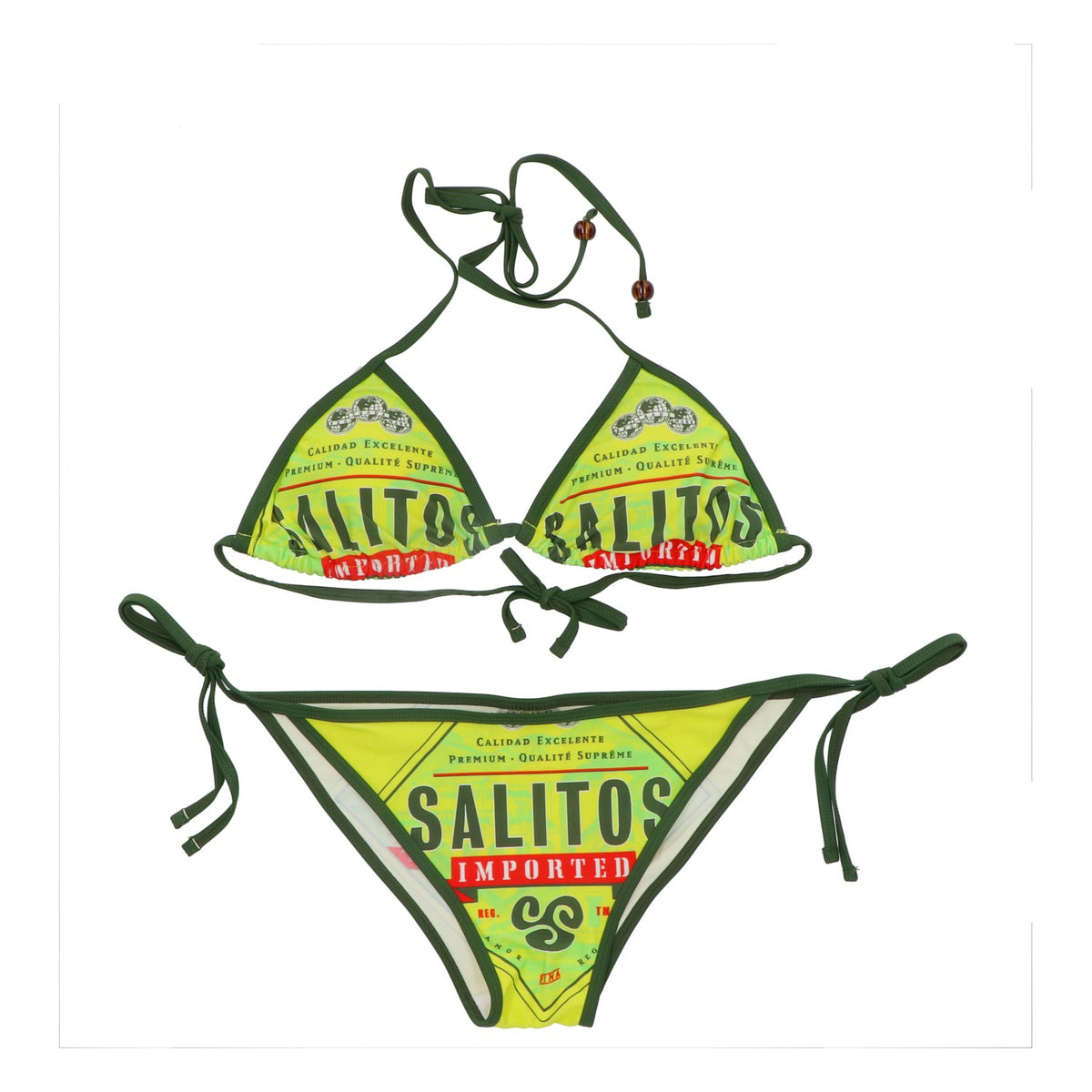 Salitos Maillot de bain bikini Vêtements de plage Femmes Taille 34 vert/jaune