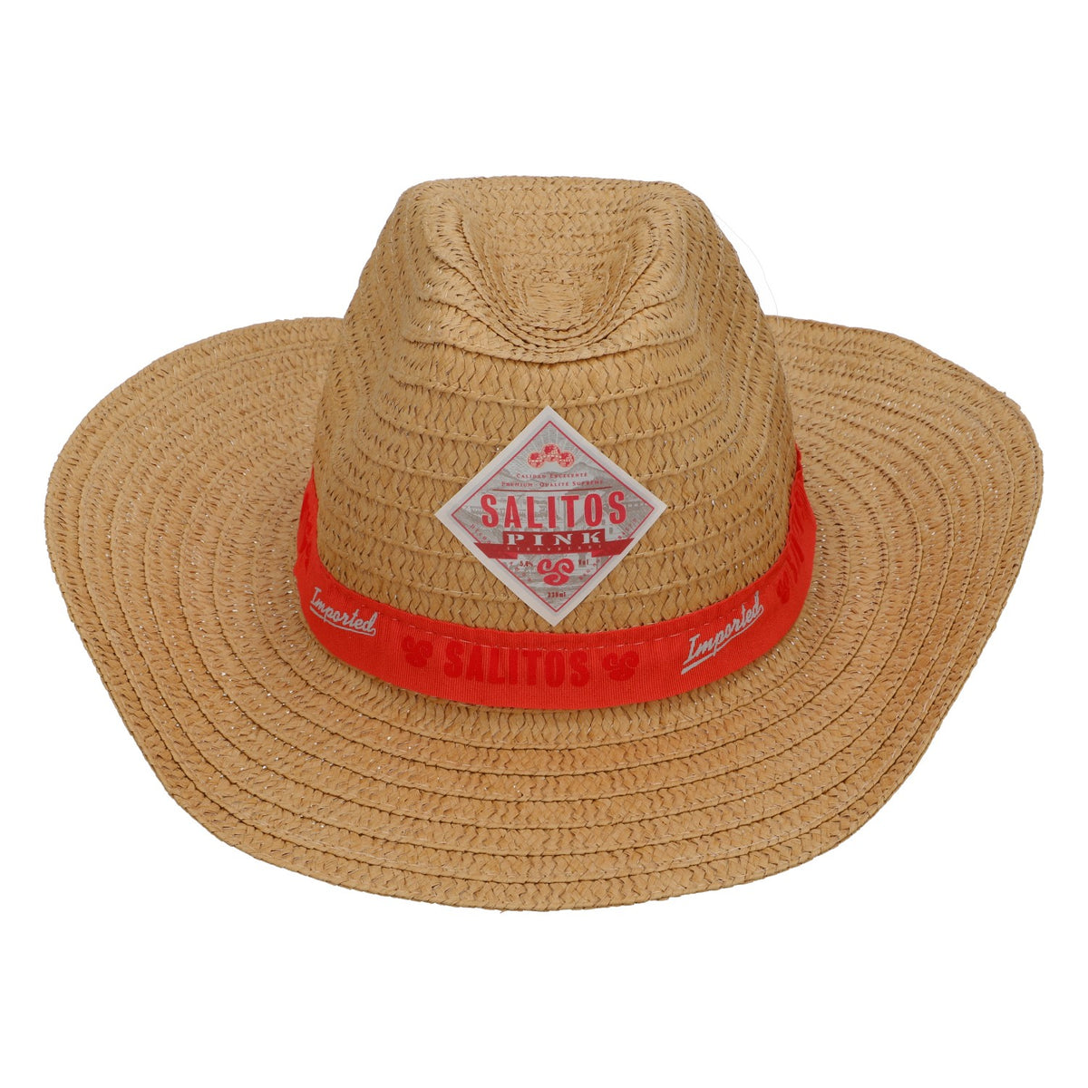 Chapeau de bière Salitos Chapeau de paille véritable Chapeau d'été Chapeau de vacances Chapeau de fête Ruban rose – Vue 2