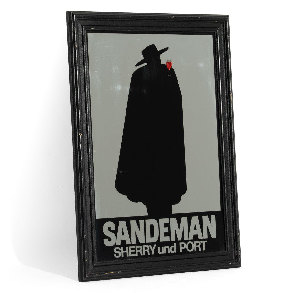 Sandeman Wein Spiegel Miroir publicitaire Accessoires de bar Cadre noir « Sherry and Port »