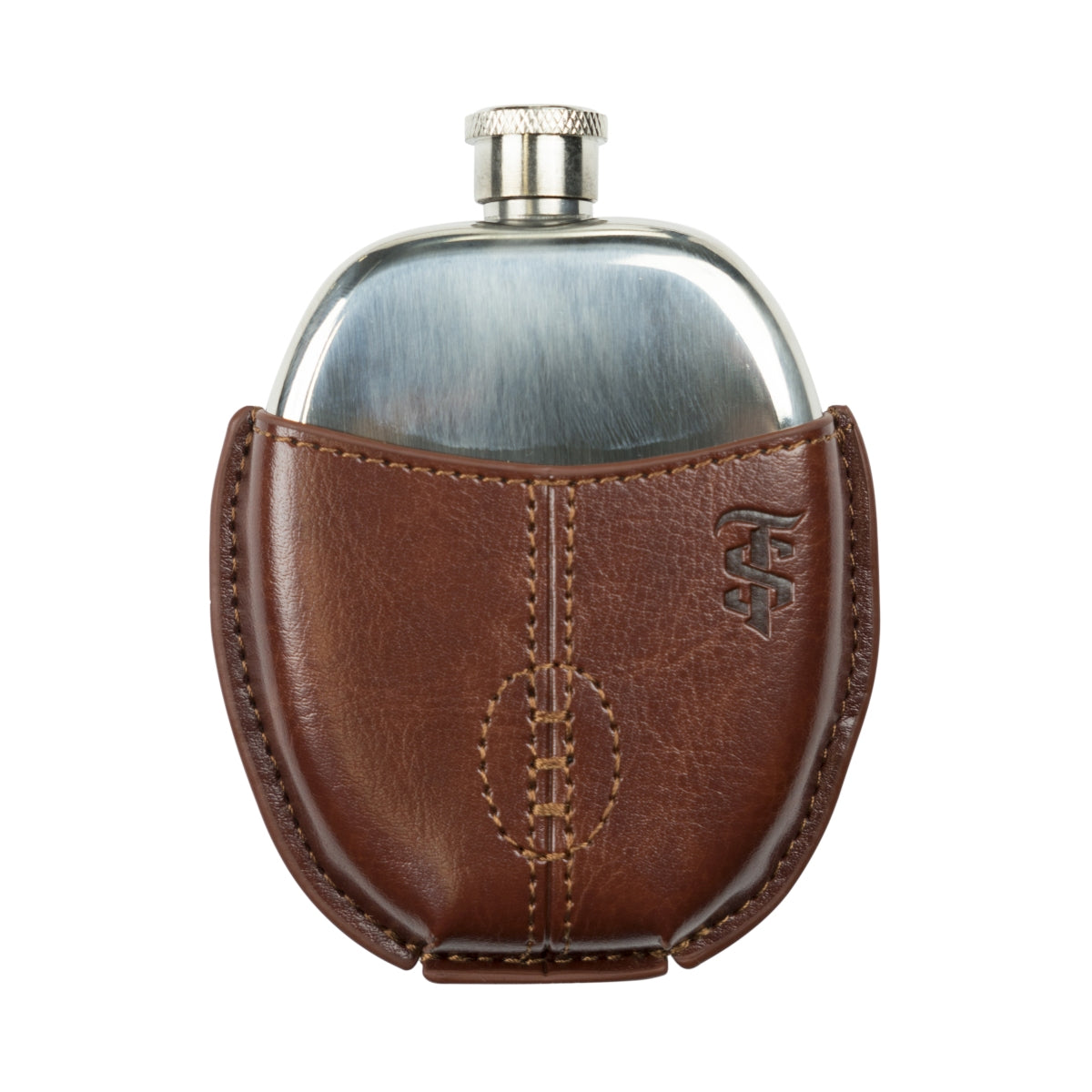 Santa Teresa 1796 Rhum Flasque 95 ml Ballon de rugby Étui en cuir Flask Flatman – Vue 2