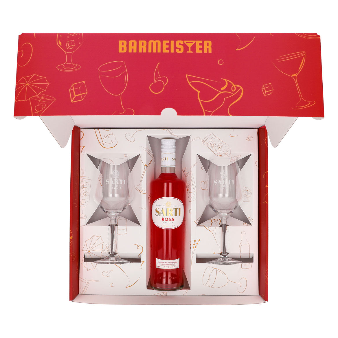 Sarti Spritz Geschenkset 0,7l Flasche 14,0 % Vol. + Spritzgläser–Pink – Ansicht 5
