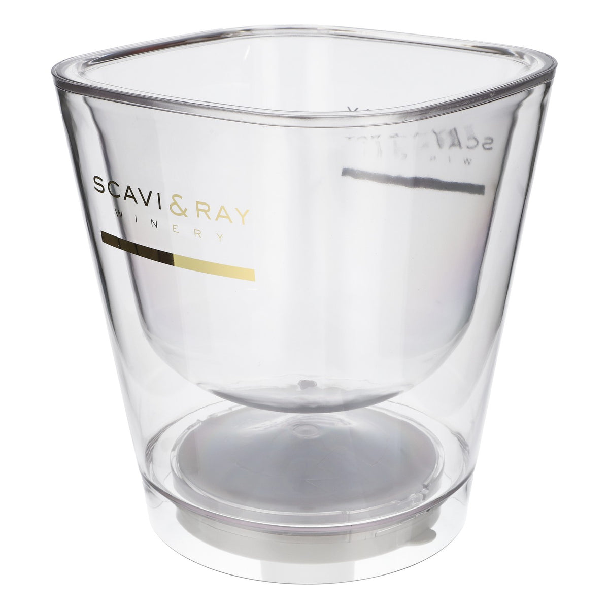 Scavi & Ray LED Refroidisseur à champagne rechargeable Refroidisseur à bouteille Transparent « Winery » inscription dorée, bloc d'alimentation inclus – Vue 3