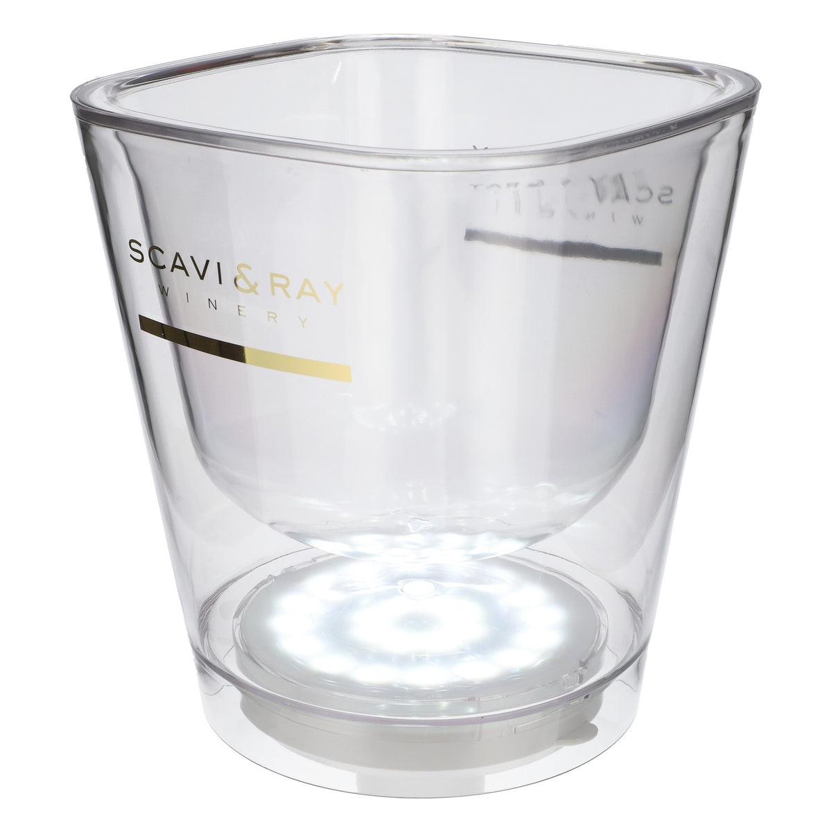 Scavi & Ray LED Refroidisseur à champagne rechargeable Refroidisseur à bouteille Transparent « Winery » inscription dorée, bloc d'alimentation inclus – Vue 4