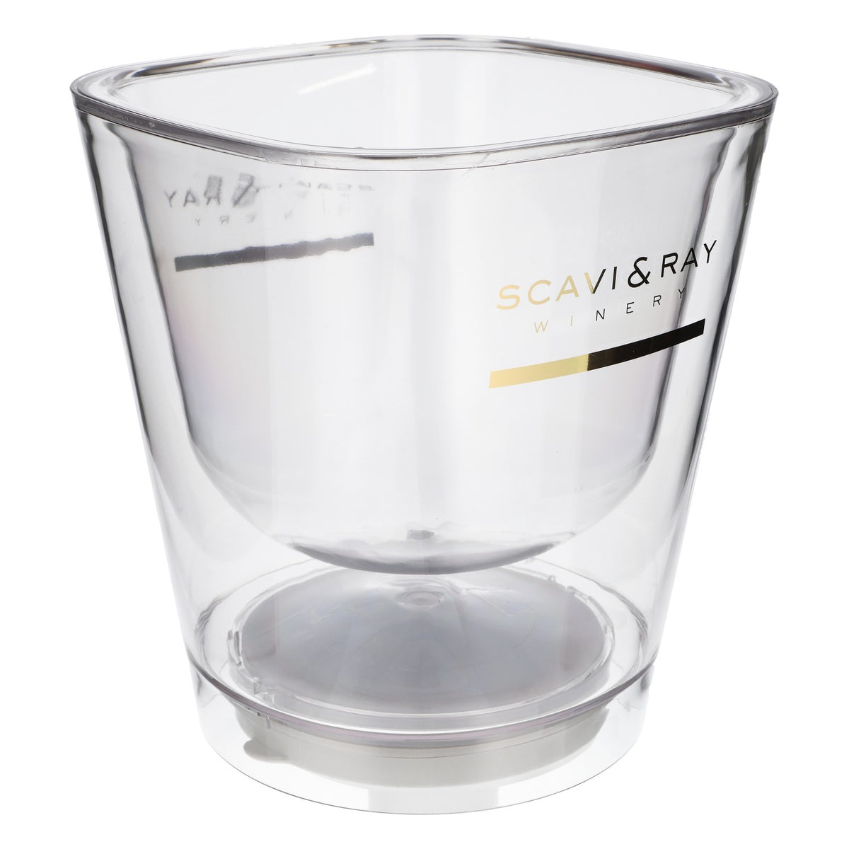 Scavi & Ray LED Refroidisseur à champagne rechargeable Refroidisseur à bouteille Transparent « Winery » inscription dorée, bloc d'alimentation inclus – Vue 5