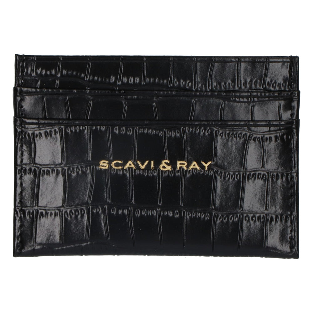 Scavi & Ray Porte-cartes de crédit noir Portefeuille Porte-cartes de visite aspect croco