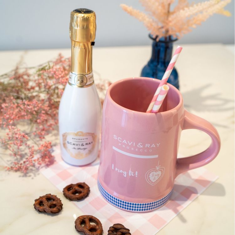 Scavi & Ray : cruche en terre cuite rose « Volksfest » Verre 0,45 l Verres à prosecco et à champagne en céramique – Vue 2