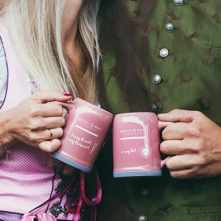 Scavi & Ray : cruche en terre cuite rose « Volksfest » Verre 0,45 l Verres à prosecco et à champagne en céramique – Vue 3