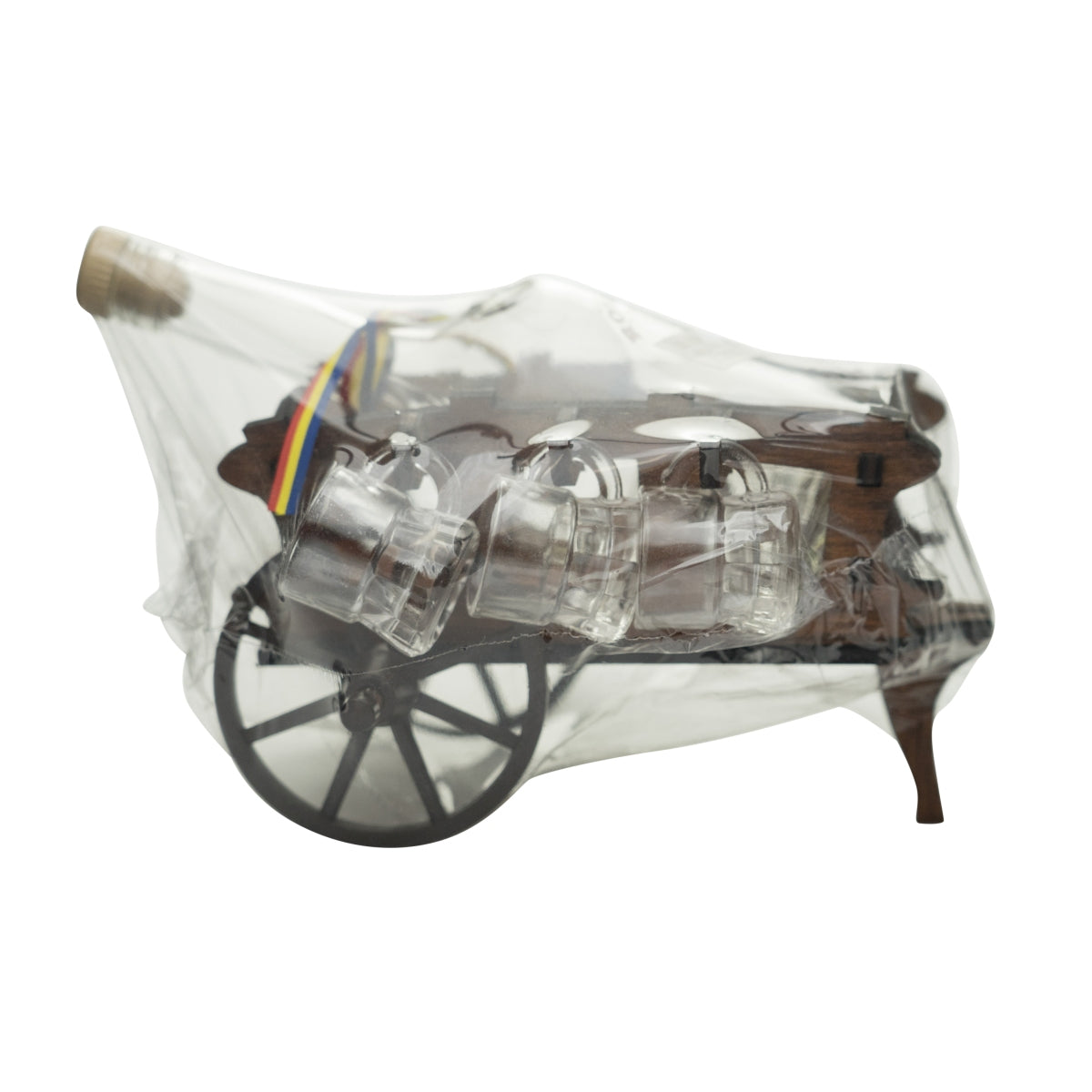 Coffret cadeau « Schnapskutsche Romania » Roumanie, comprenant 1 bouteille, 6 verres et une décoration – Vue 2
