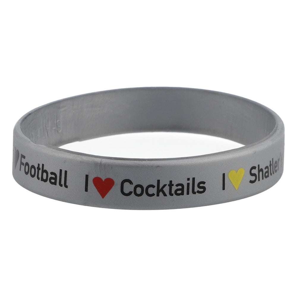 Bracelet Shatlers en caoutchouc gris « I <3 Football I <3 Cocktails I <3 Shatler´s »