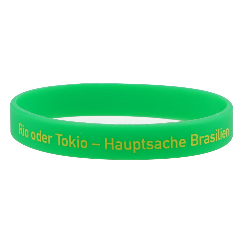 Bracelet Shatler en caoutchouc vert « Rio ou Tokyo, l'essentiel c'est le Brésil »