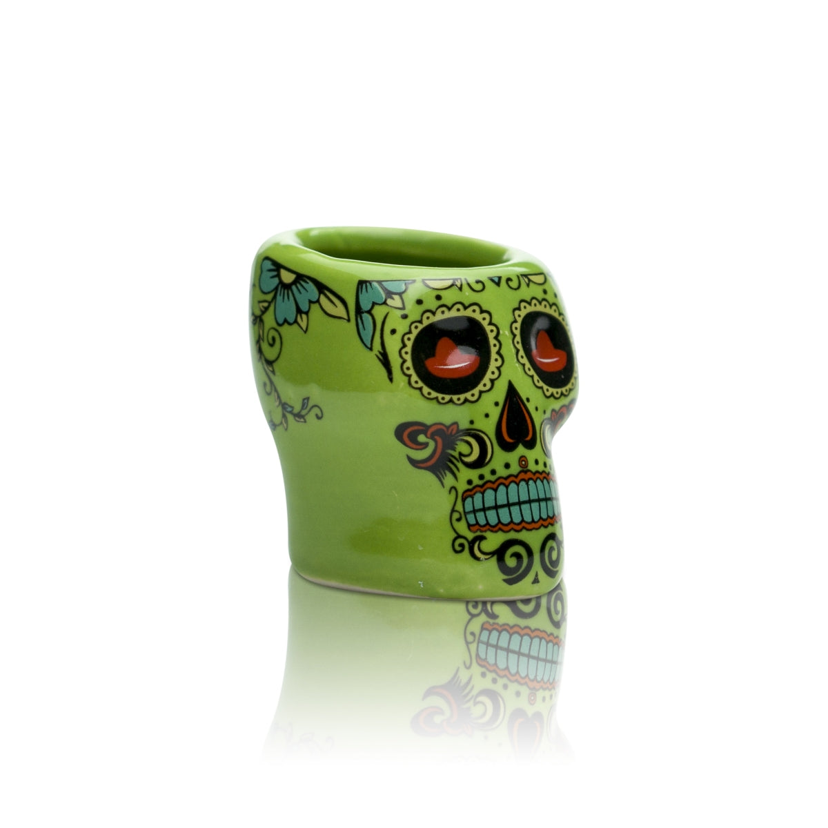 Verres à tequila Sierra en terre cuite 2 cl, verres à shot verts avec tête de mort, verres à schnaps