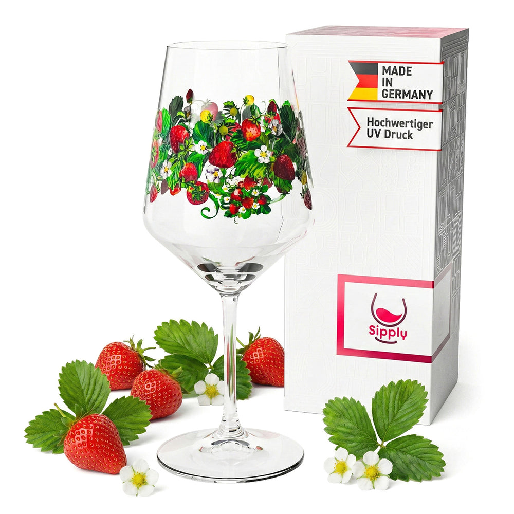 Verre à apéritif Sipply Summer Vibes avec motif fraises pour spritz, cocktails, vin, 0,5 l