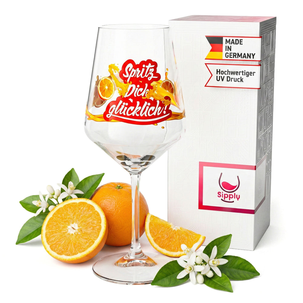 Verre à apéritif Sipply Summer Vibes avec inscription « Spritz Dich glücklich ! » (Spritz toi le bonheur !) Boissons Cocktails 0,5 l
