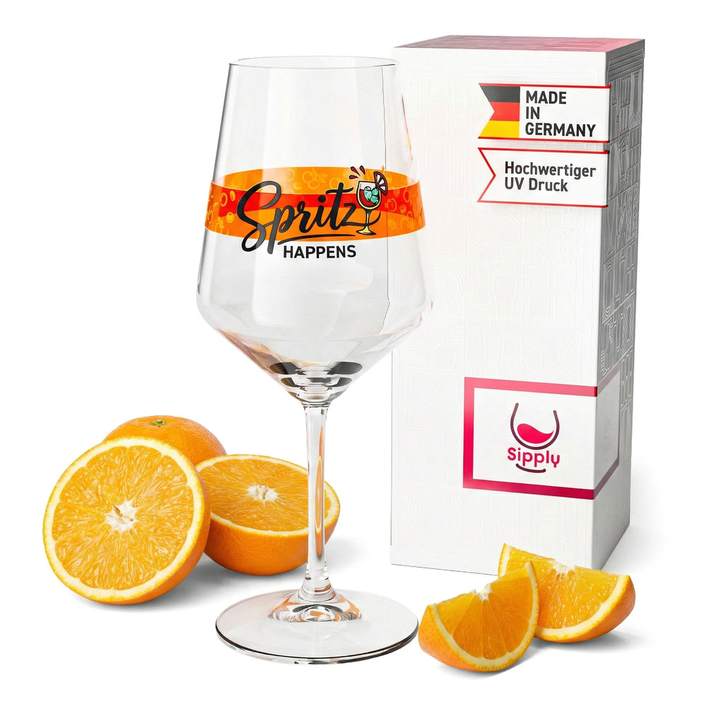 Verre à apéritif Sipply Summer Vibes avec inscription « Spritz Happens » 0,5 l avec effet transparent