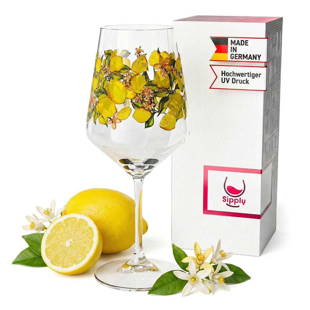 Verre à apéritif Sipply Summer Vibes avec motif citron pour boissons Spritz et cocktails 0,5 l avec effet transparent