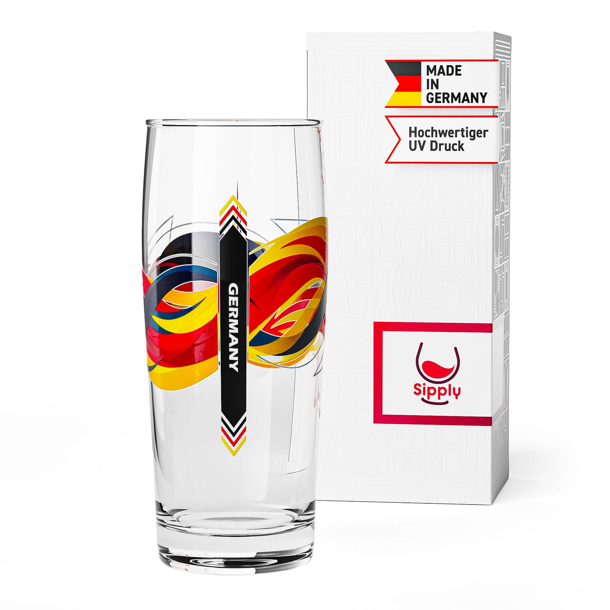 Sipply Verre à bière Willibecher 0,3l avec le drapeau de ton pays Allemagne