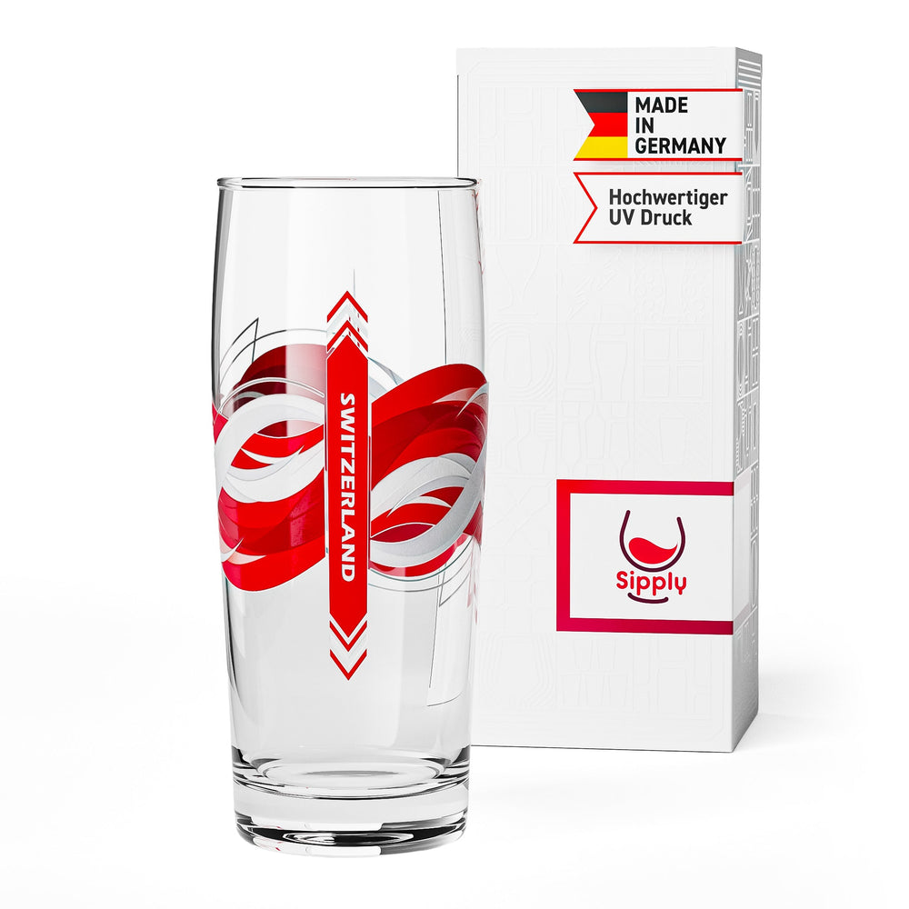 Sipply Verre à bière Willibecher 0,3l avec le drapeau de votre pays Suisse