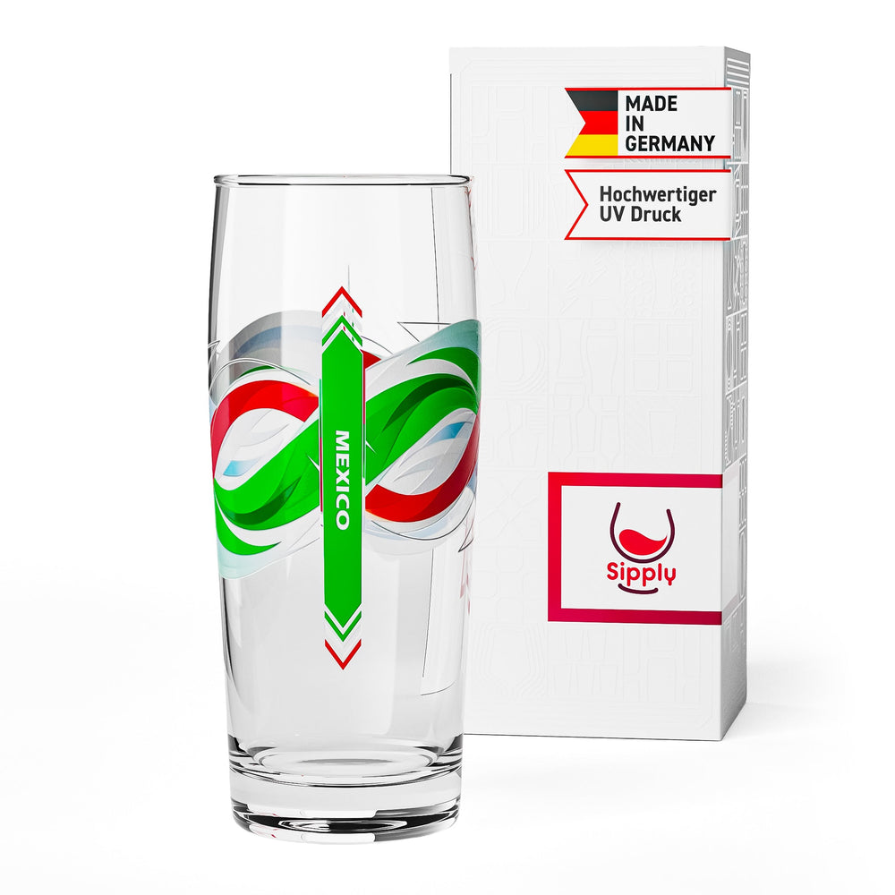 Sipply Verre à bière Willibecher 0,3l avec le drapeau de votre pays, Mexique