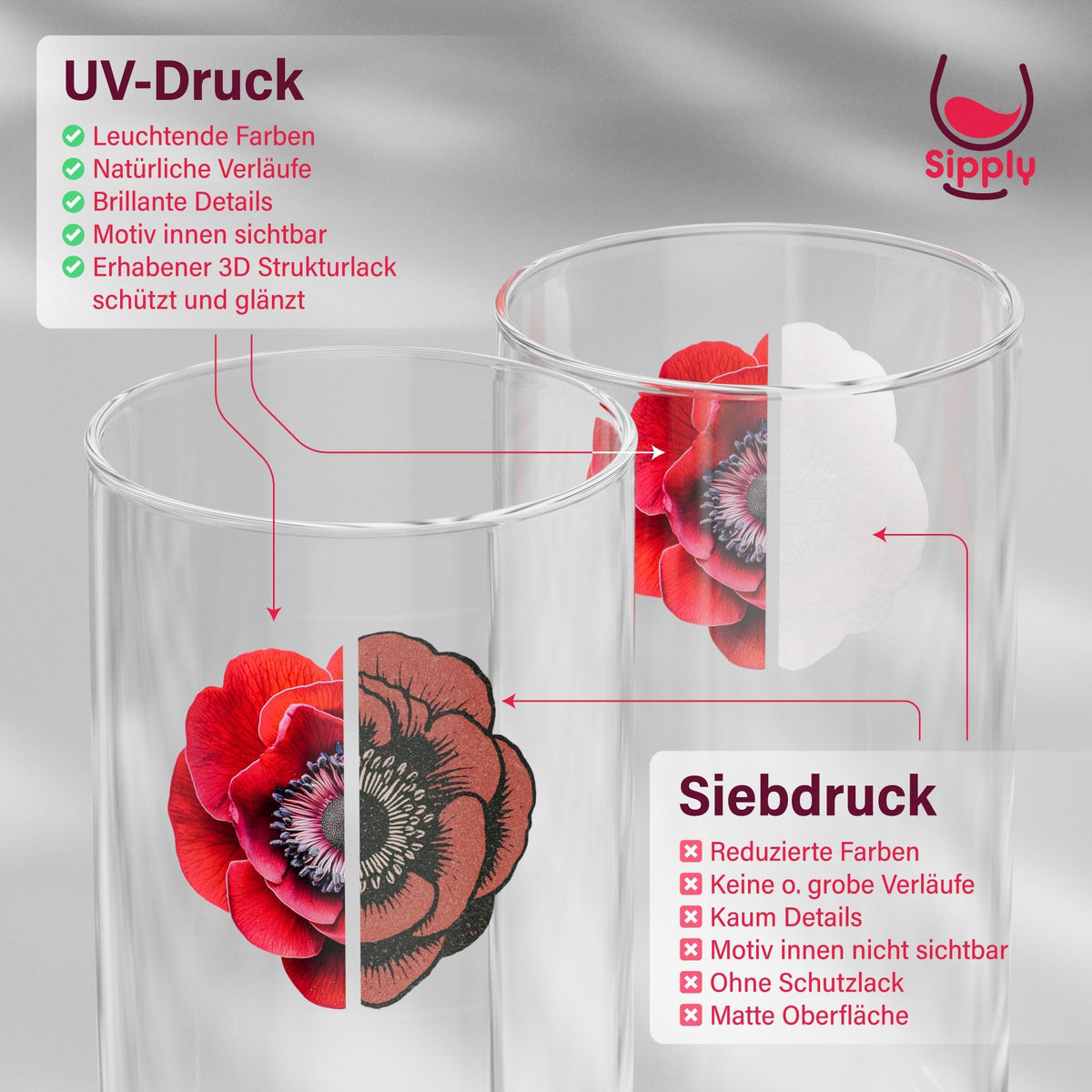 6x Verres à boire Sipply avec motif Halloween Sang en impression UV Can Glass 370ml – Vue 6