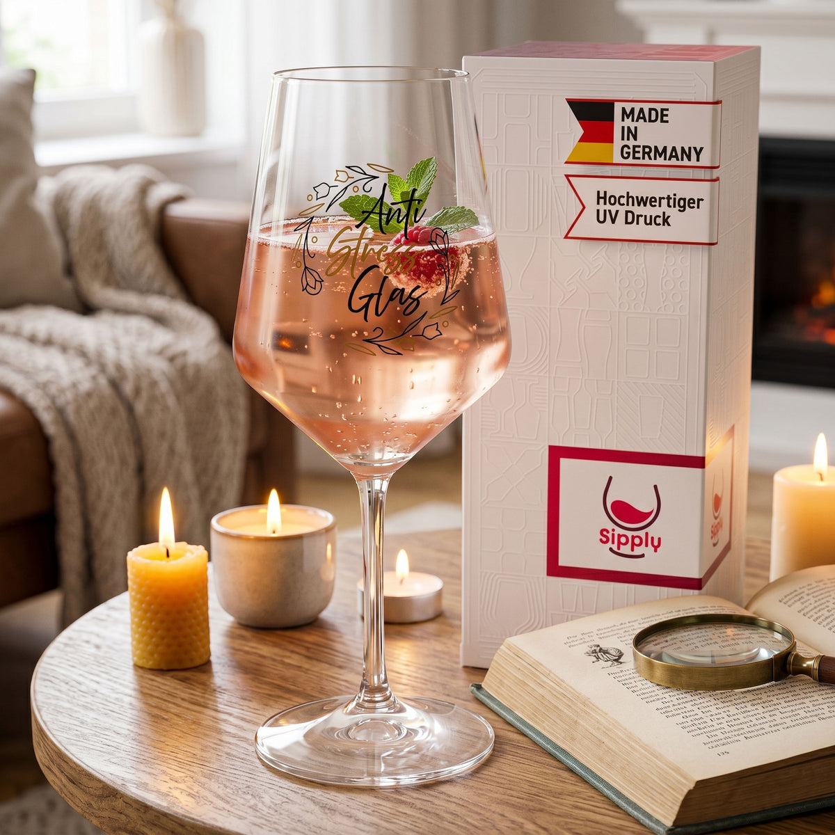 Verre à vin Sipply avec inscription « Anti Stress », 0,5 l – Vue 3