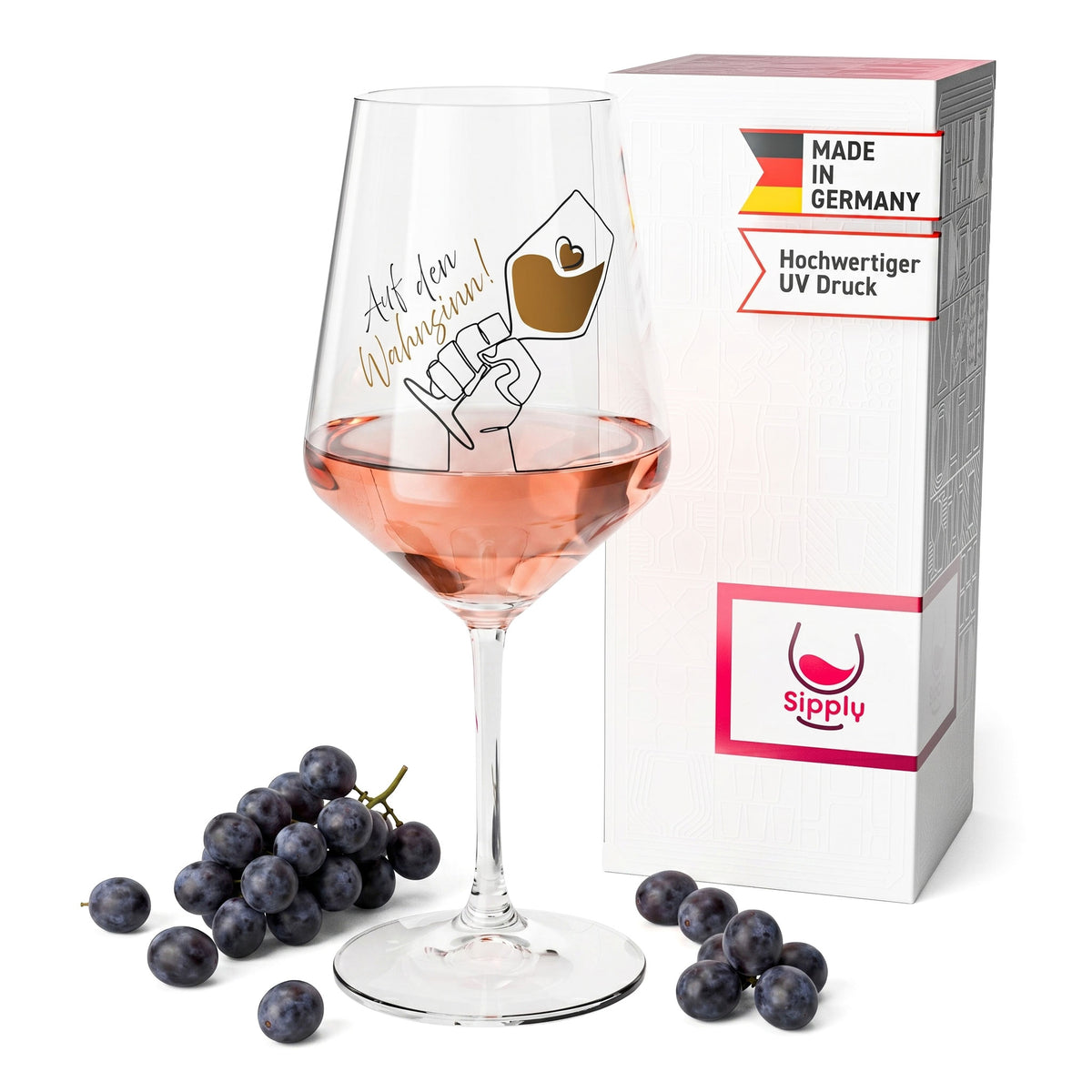 Verre à vin Sipply avec inscription « À la folie ! » 0,5 l
