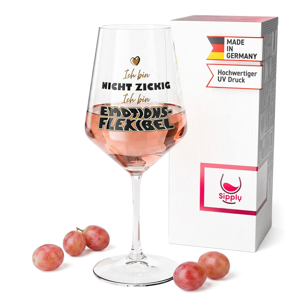 Verre à vin Sipply avec inscription « Emotionsflexibel », 0,5 l