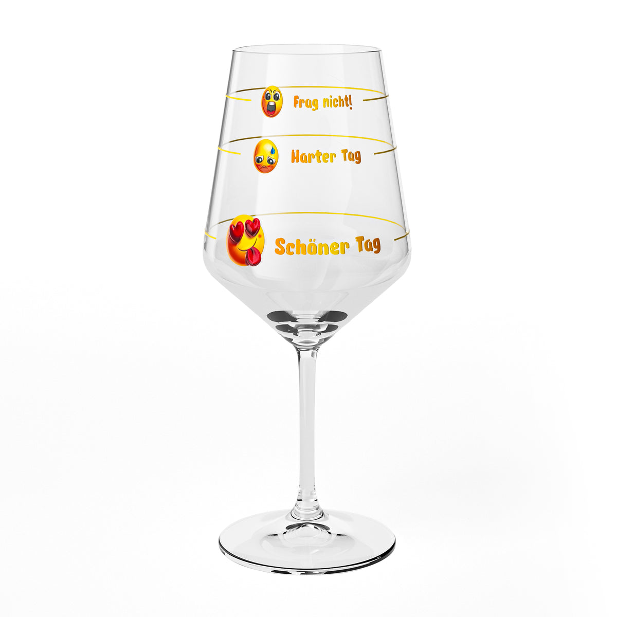 Verre à vin Sipply avec inscription « Ne pose pas de questions – Journée difficile, belle journée » et emoji, 0,5 l – Vue 2