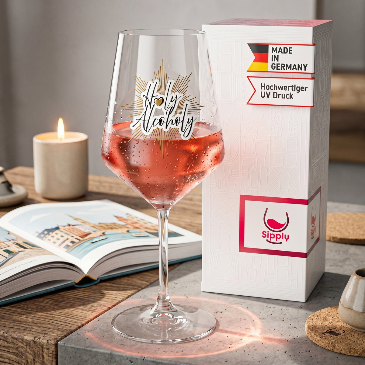 Verre à vin Sipply avec inscription « Holy Alcoholy », 0,5 l – Vue 3