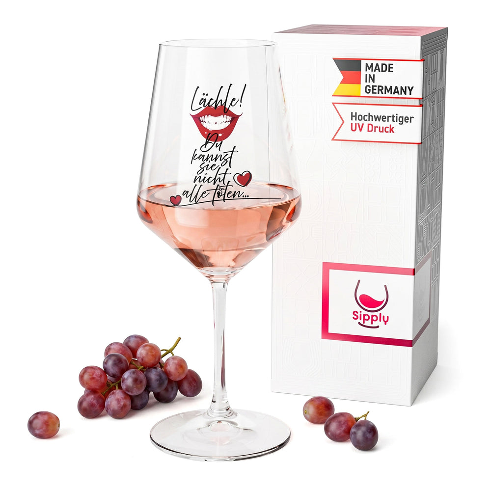 Verre à vin Sipply avec inscription « Souris ! Tu ne peux pas tous les tuer… » 0,5 l