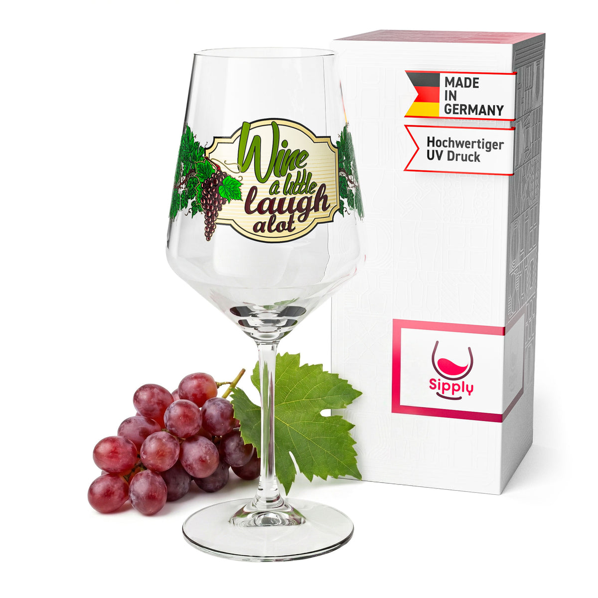 Verre à vin Sipply avec inscription « Wine a little laugh a lot » (Bois un peu, ris beaucoup) 0,5 l