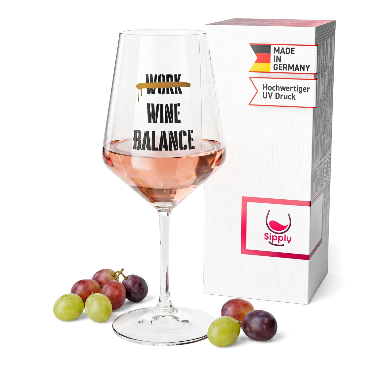 Verre à vin Sipply avec inscription « Work Wine Balance », 0,5 l