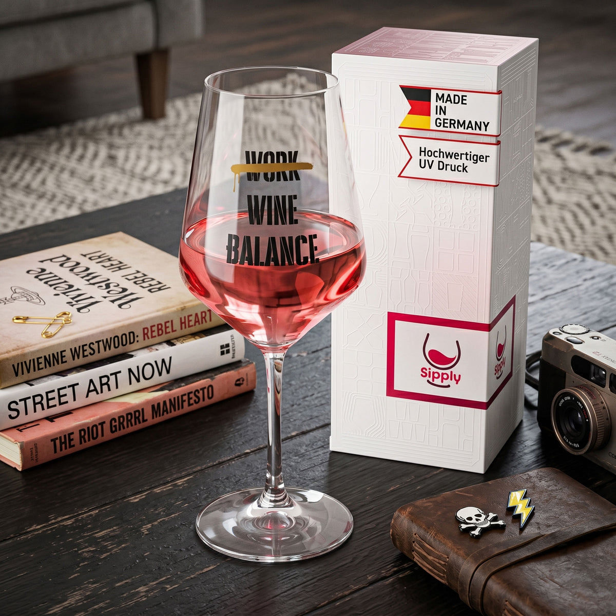 Verre à vin Sipply avec inscription « Work Wine Balance », 0,5 l – Vue 3